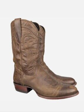 Tecovas The Cartwright Brown Leather Cowboy Boots Round Toe Western Size 12.5 D